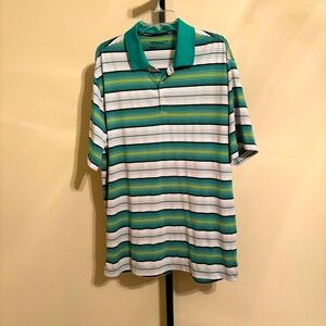 Striped‎ Green and White Polo Shirt